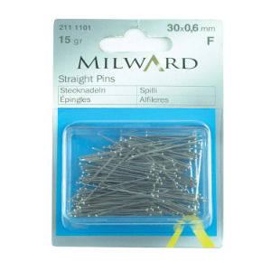 Dressmaker's Steel Pins: 30 x 0.6mm - 15g FTSP