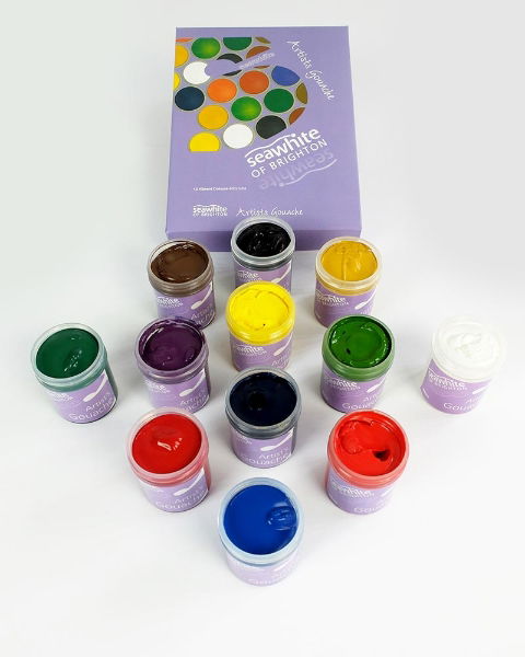 12x 40ml Seawhite Gouache Paint Pots