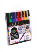 Uni Posca Paint Fine, 0.9 -1.3mm Bullet Tip, 8 Colour Set DAMPF8