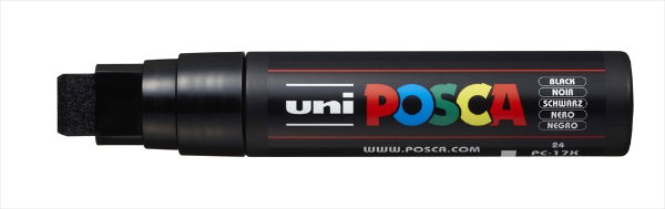 Uni Posca Paint Extra Broad Chisel, 15 - 17mm Tip, Black DAMPEBCB